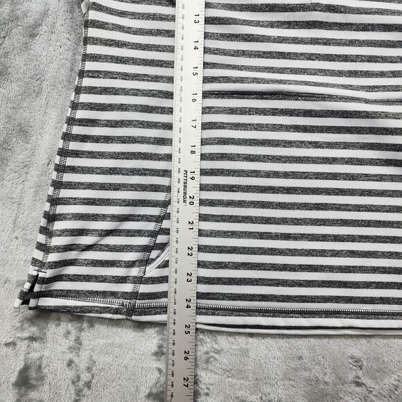 Lucy Top Womens L Gray White Striped Half Zip Pullover Thumbholes Long Sleeves - Picture 8 of 9